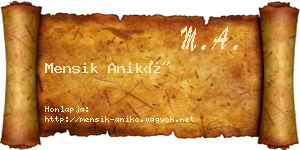 Mensik Anikó névjegykártya